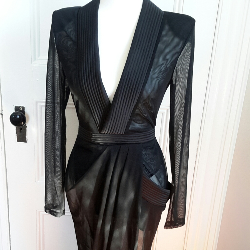 Black Mesh Long Dress